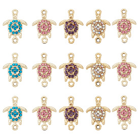 16шт. сплава стразы соединительные подвески, золотой свет, без кадмия и без свинца, черепаха