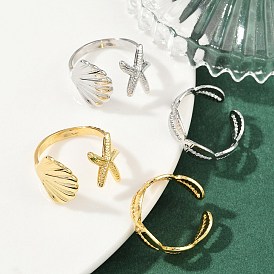 Латунные регулируемые манжеты для женщин, формы раковины, долговечный, без никеля 