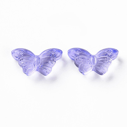 Transparent Spray Painted Glass Beads, Butterfly