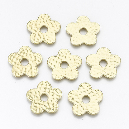 Placage à crémaillère perles d'espacement en alliage martelé, sans cadmium et sans nickel et sans plomb, fleur