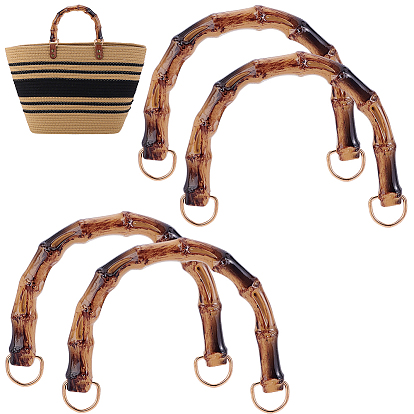 4шт. ручки для сумок из искусственного бамбука, изготовленные из смолы, литыми кольцами, золотые, форма арки