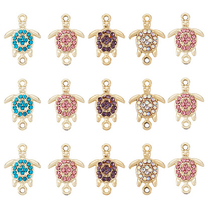 16шт. сплава стразы соединительные подвески, золотой свет, без кадмия и без свинца, черепаха