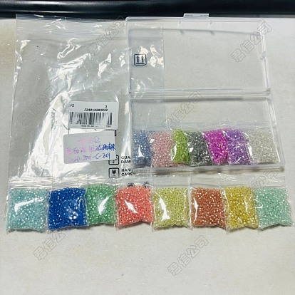 140g 14 couleurs perles de rocaille en verre, givré, Argenté, ronde