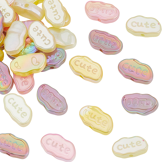 40шт. 4 цвета УФ-покрытие светящиеся акриловые бусины, радужный, облако, светится в темноте