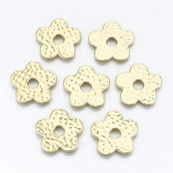 Placage à crémaillère perles d'espacement en alliage martelé, sans cadmium et sans nickel et sans plomb, fleur
