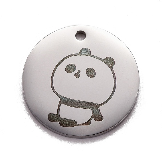 Edelstahl-Anhänger, flach rund mit Panda