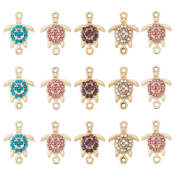16шт. сплава стразы соединительные подвески, золотой свет, без кадмия и без свинца, черепаха