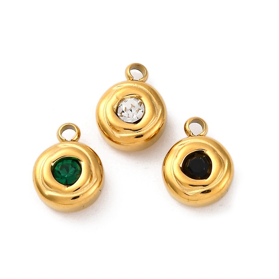 304 из нержавеющей стали горный хрусталь подвески, круглые, реальный 14 k позолоченный, ионное покрытие (ip)