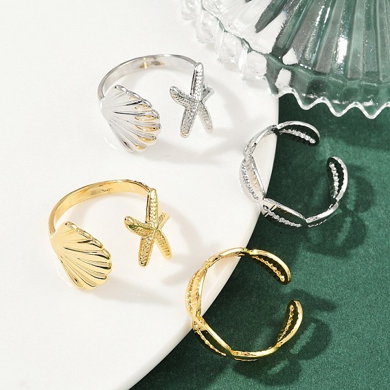 Латунные регулируемые манжеты для женщин, формы раковины, долговечный, без никеля 