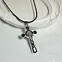 Collares con colgante de cruz crucifija de aleación esmaltada negra de estilo vintage para hombres y mujeres.