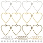 DIY Dangle Earrings Making Kits, Including Heart Alloy Open Back Bezel Pendants, Brass Earring Hooks and Plastic Ear Nuts, Antique Bronze & Golden & Platinum