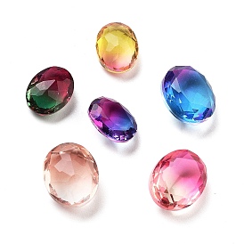 K9 Glass Rhinestone Cabochons, Faceted, Oval