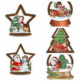 Diy рождественский настольный дисплей орнамент алмазная живопись комплект, включая сумку со стразами из смолы, алмазная липкая ручка, тарелка для подноса и клейкая глина, звезда/круг/дерево
