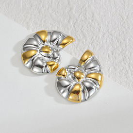 304 двухцветные серьги-гвоздики из нержавеющей стали в форме ракушки