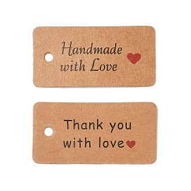 100Pcs Kraft Paper Word Printed Gift Tags, Rectangle