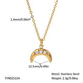 Ожерелья с подвеской в виде луны из нержавеющей стали с микропаве из кубического циркония для женщин