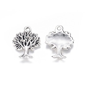 Tree Tibetan Style Alloy Pendants, Cadmium Free & Lead Free, 21.5x16.5x2mm, Hole: 2mm, about 600pcs/1000g