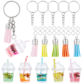 DIY Fruit Juice Keychain Making Kit, Including Acrylic & Faux Suede Tassel Pendant Decorations, Iron Split Key Rings