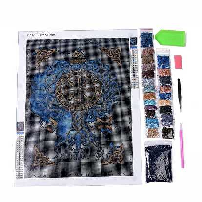 DIY Tree of Life Theme Diamond Painting Kit, Including Resin Rhinestones, Diamond Sticky Pen, Tray Plate, Glue Clay, Tweezer