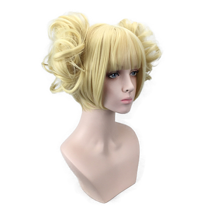 Short Blonde Lonita Cosplay Wigs, Synthetic Hero Wigs for Makeup Costume, with Bang
