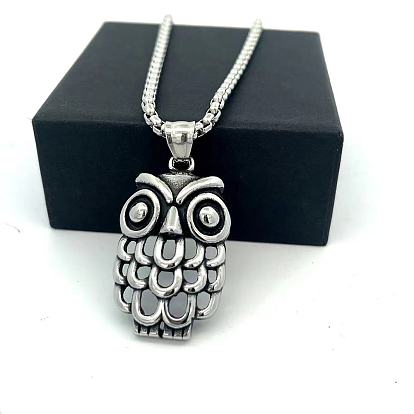 Винтажный готический кулон в виде совы 304 Мужские ожерелья из нержавеющей стали