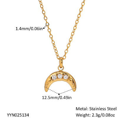 Ожерелья с подвеской в виде луны из нержавеющей стали с микропаве из кубического циркония для женщин