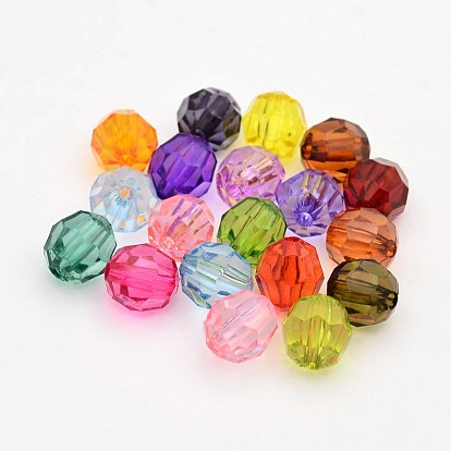 Faceted Transparent Acrylic Round Beads, 6mm, Hole: 1mm, about 4300pcs/500g
