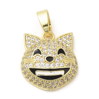 Brass with  Cubic Zirconia Pendents, Jewelry for Women,  Long-Lasting Plated, Cat Charm