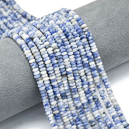 Натуральное синее пятно нитки из бисера яшмы, матовые, рондель