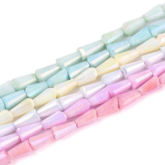 Антикоррозийные гальванические стеклянные бусины, имитация драгоценных камней, башня, с покрытием AB цвета, граненые, два тона