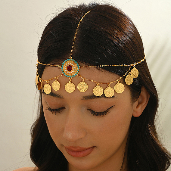 Элегантный ближневосточный стиль Рамадан цинковый сплав и латунная монета кисточка подвеска голова женские ювелирные изделия цепи