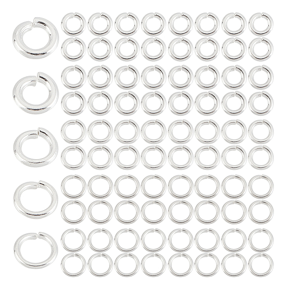 250шт. 5 размеры, покрытие для стеллажей, латунь, открытые соединительные кольца, круглые, долговечный