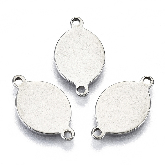 201 Stainless Steel Links Connectors, Stamping Blank Tag, Laser Cut, Oval