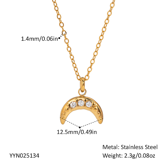 Ожерелья с подвеской в виде луны из нержавеющей стали с микропаве из кубического циркония для женщин