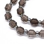 Natural Smoky Quartz Beads Strands, with Seed Beads, Faceted, Bicone, Double Terminated Point Prism Beads