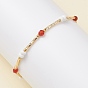 Браслеты из стеклянных бусин для женщин, с натуральным агатом и 304 фурнитурой из нержавеющей стали