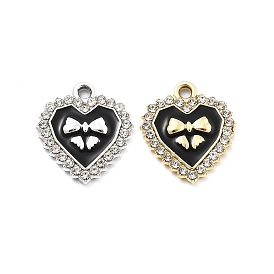 Подвески из сплава и страза, с эмалью, УФ-покрытием, сердце с бантом