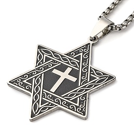 201 ожерелья из нержавеющей стали со звездой Давида и крестом, ожерелья-цепочки для женщин