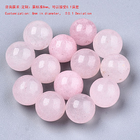 Natural Madagascar Rose Quartz Beads, Gemstone Sphere, No Hole/Undrilled, Round