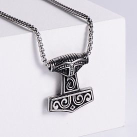 Stainless Steel Hammer Pendant Necklaces for Men