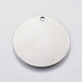 304 pendentifs d'étiquettes vierges en acier inoxydable, plat rond