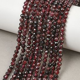 Brins de perles de grenat rouge naturel, facette, ronde