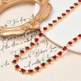 Женские ожерелья в форме сердца из латунного огнеупорного кирпича и прозрачного кубического циркония