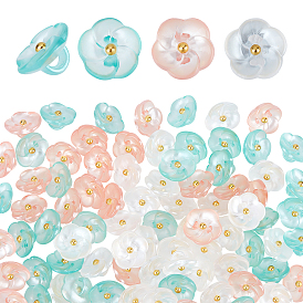 Gorgecraft 90Pcs 3 Color 1-Hole Flower Plastic Buttons, for Sewing Crafting