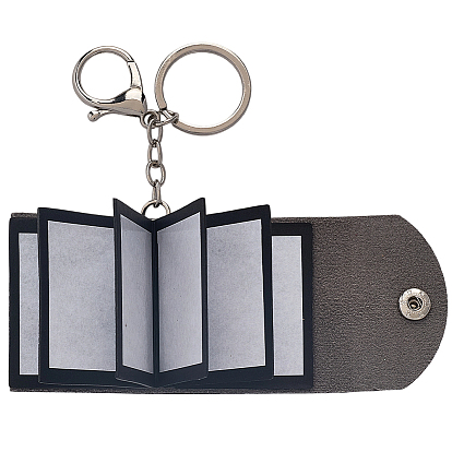 Мини-брелки с фотографиями, брелки для фотоальбомов из искусственной кожи, прямоугольные, платина