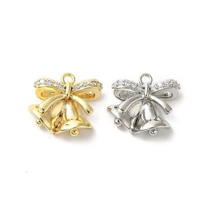 Латунные микро проложить кубического циркония прелести, Рождественский колокольчик