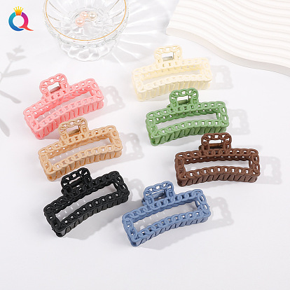 Square Chain Hair Clip with Hollow Design for Updo Hairstyles and Shark Jaw Grip - Matte Finish