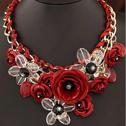 Модные преувеличенные ожерелья-нагрудники из поликоттона и акрила с цветочным узором для женщин, золотые