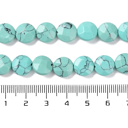 Synthetic Turquoise Beads Strands, Faceted, Flat Round