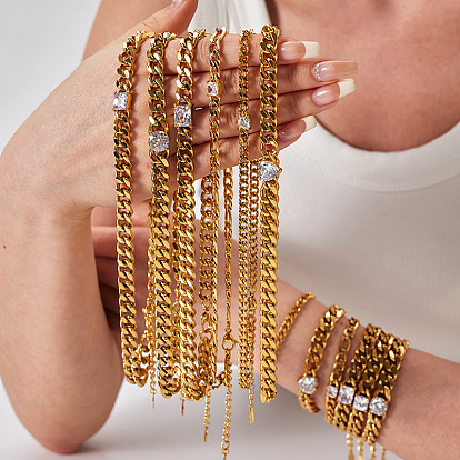 Ожерелья с подвесками из нержавеющей стали с прозрачным кубическим цирконием, настоящие позолоченные украшения 18k для женщин